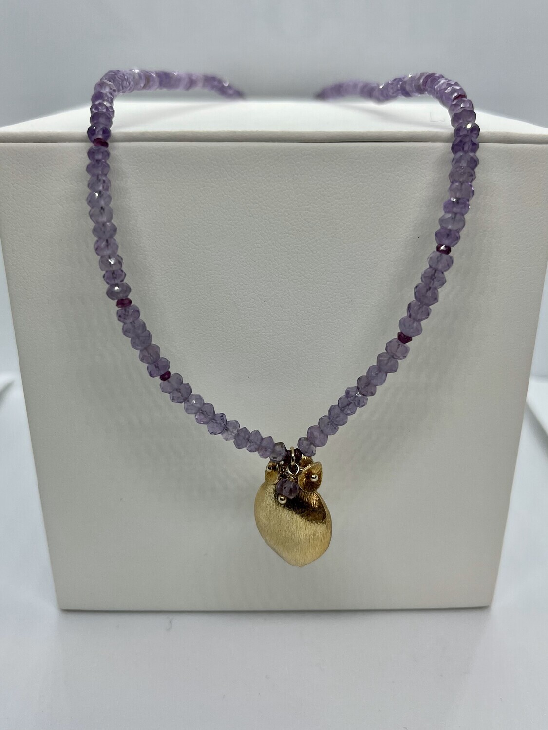 Sterling Silver Gold Plated Faceted Amethyst Bead Necklace