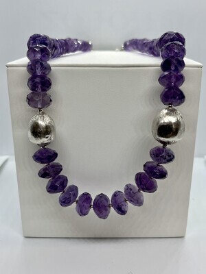 Sterling Silver Faceted Amethyst Bead Necklace