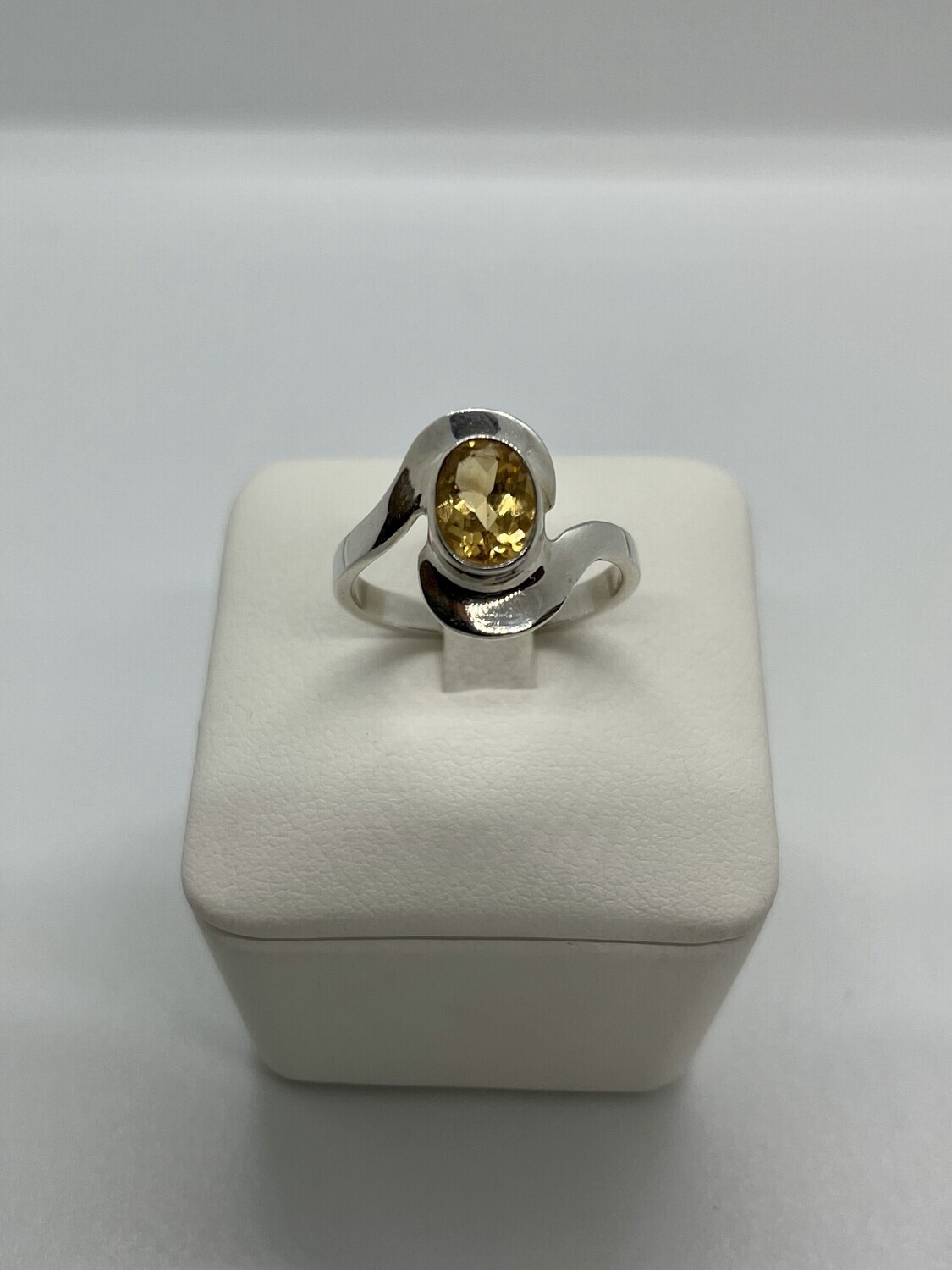 Sterling Silver Oval Twist Citrine Ring