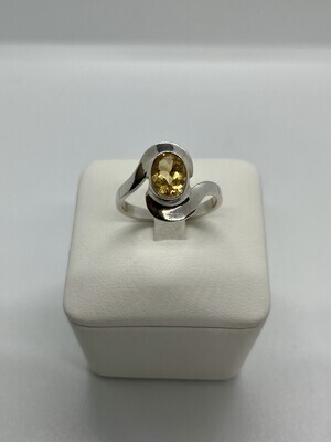 Sterling Silver Oval Twist Citrine Ring