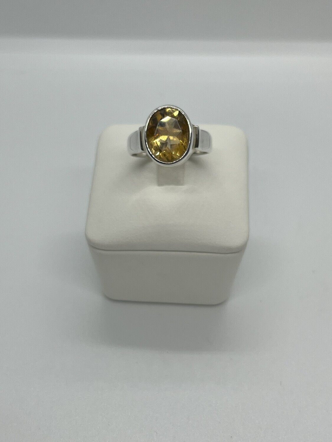 Sterling Silver Oval Solitaire Citrine Ring