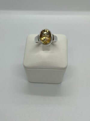 Sterling Silver Oval Solitaire Citrine Ring