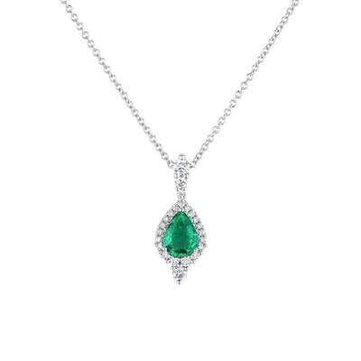 18ct White Gold Emerald Diamond Colour Pop Necklace