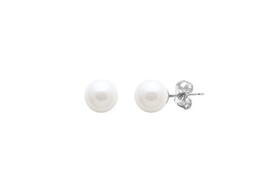 9ct White Gold River Pearl Stud Earrings 5-5.5mm