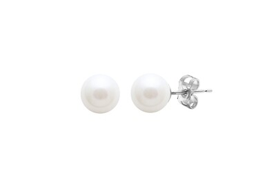 9ct White Gold River Pearl Stud Earrings 6-6.5mm