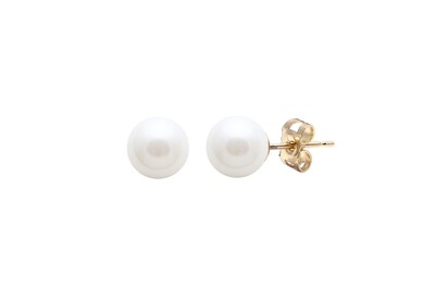 9ct Yellow Gold River Pearl Stud Earrings 6-6.5mm