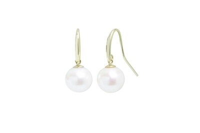 9ct Yellow Gold River Pearl Drop Earrings 10-10.5mm