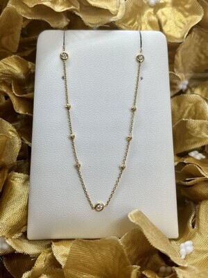 18ct Yellow Gold Diamond Station Necklace 0.15ct
