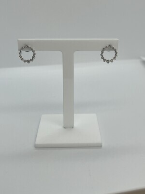 18ct White Gold Diamond Twist Circle Stud Earrings 0.19ct