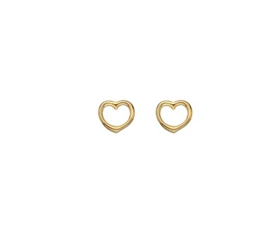 9ct Yellow Gold Delicate Heart Stud Earrings
