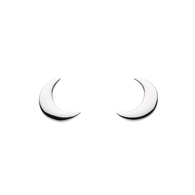 Dew Crescent Moon Stud Earrings