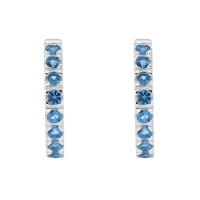 Dew Blue CZ Huggie Hoop Earrings 14mm