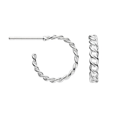 Dew Curb Link Hoop Earrings 15mm