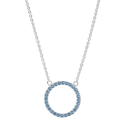 Dew Open Circle Blue CZ Necklace 18"
