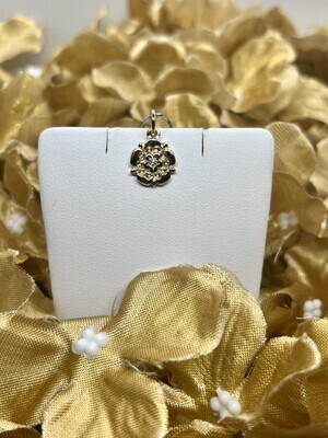9ct Yellow Gold Yorkshire Rose Diamond Charm Pendant