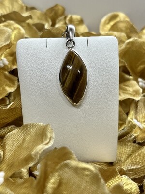 Sterling Silver Marquise Shape Tiger's Eye Pendant