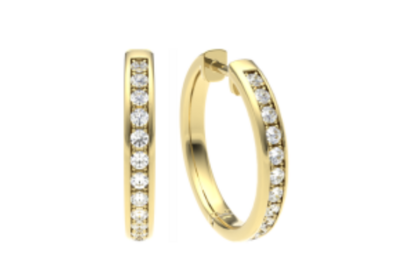 18ct Yellow Gold Diamond Huggie Hoop Earrings 0.48ct