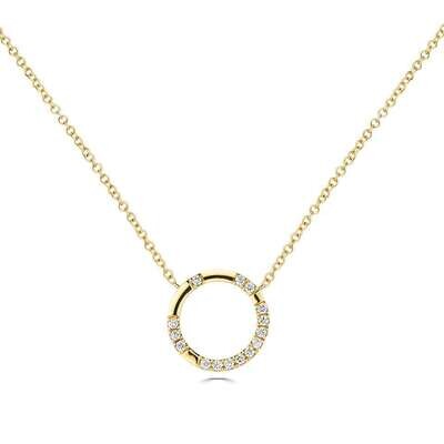 18ct Yellow Gold Diamond Circle Necklace 0.23ct