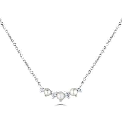 18ct White Gold Pearl Diamond Tiara Necklace 3.5mm