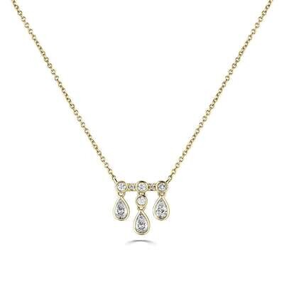 18ct Yellow Gold Diamond Droplet Necklace 0.40ct