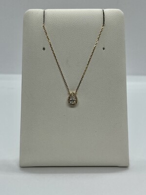 18ct Yellow Gold Diamond Pear Shape Necklace 16"