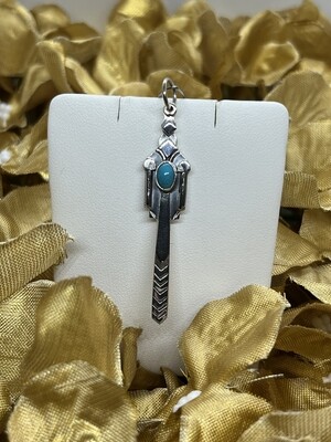 Sterling Silver Turquoise Elongated Sword Feather Pendant