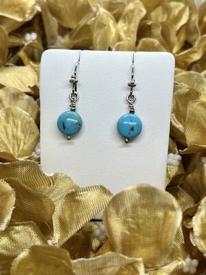 Sterling Silver Turquoise Bouton Bead Drop Earrings