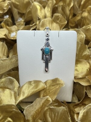 Sterling Silver Turquoise Short Sword Feather Pendant