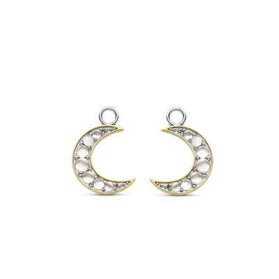 Ti Sento Mother Of Pearl Studded Moon Ear Charms Sterling Silver Gold Plated