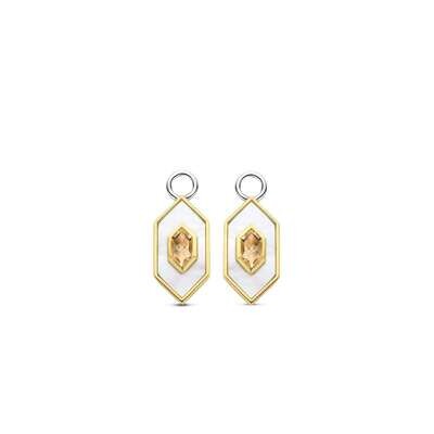 Ti Sento Mother Of Pearl Geometric Ear Charms Sterling Silver Gold Plated