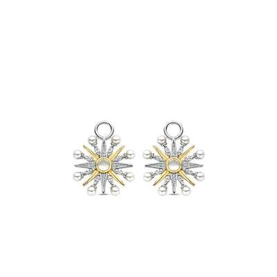 Ti Sento Opulent Pearl Star Ear Charms Sterling Silver Gold Plated