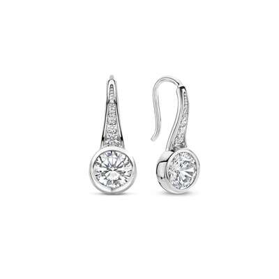 Ti Sento Tapered Rubover CZ Drop Earrings Sterling Silver