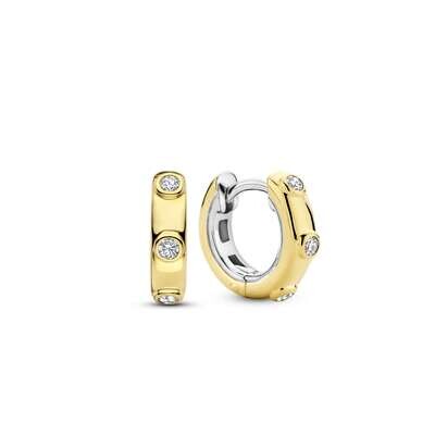Ti Sento Rubover CZ Hoop Earrings Sterling Silver Gold Plated
