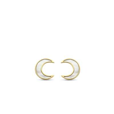 Ti Sento Crescent Moon Stud Earrings Sterling Silver Gold Plated