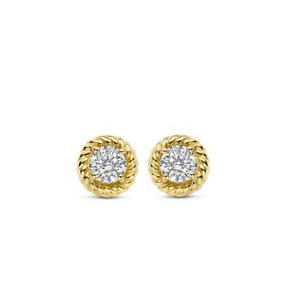 Ti Sento Golden Hour CZ Stud Earrings Sterling Silver Gold Plated