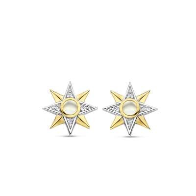 Ti Sento Mother Of Pearl Star Stud Earrings Sterling Silver Gold Plated