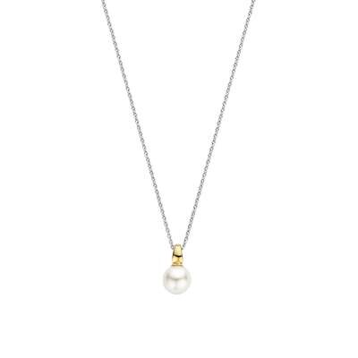 Ti Sento Pearl Necklace Sterling Silver Gold Plated