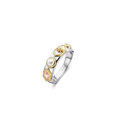 Ti Sento Radiant Sun Pearl Ring Sterling Silver Gold Plated