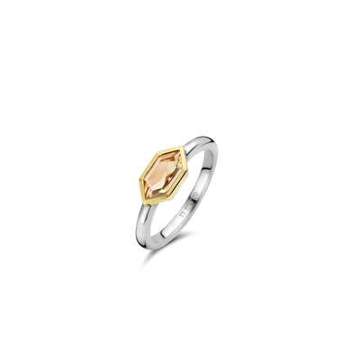 Ti Sento Deco Nude CZ Ring Sterling Silver Gold Plated