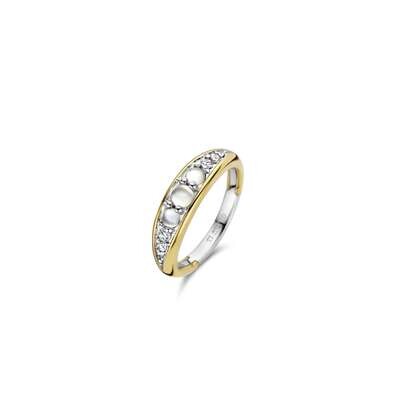Ti Sento Mother Of Pearl Tapered Band Ring Sterling Silver Gold Plated