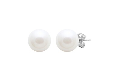 9ct White Gold River Pearl Stud Earrings 8-8.5mm
