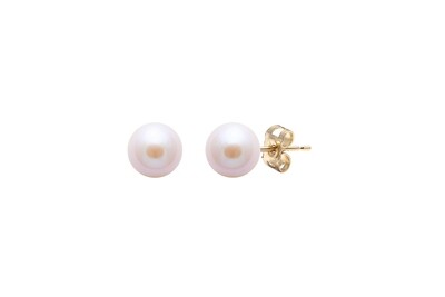 9ct Yellow Gold Pink River Pearl Stud Earrings 5-5.5mm