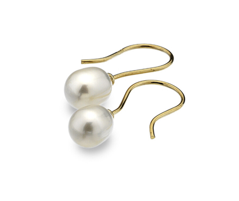 9ct Yellow Gold Pearl Hook Drop Earrings 6mm