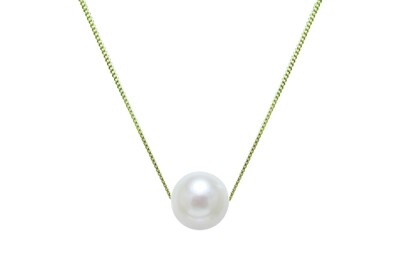9ct Yellow Gold River Pearl Single Slider Necklace 9mm