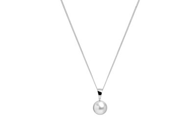9ct White Gold Grey Pearl Pendant 8-8.5mm