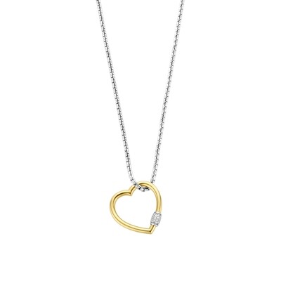 Ti Sento Large Heart Necklace Sterling Silver Gold Plated