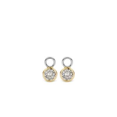 Ti Sento Round CZ Ear Charms Sterling Silver Gold Plated