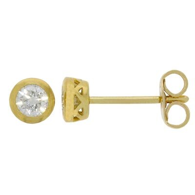 9ct Gold Diamond Bezel Stud Earrings 0.40ct