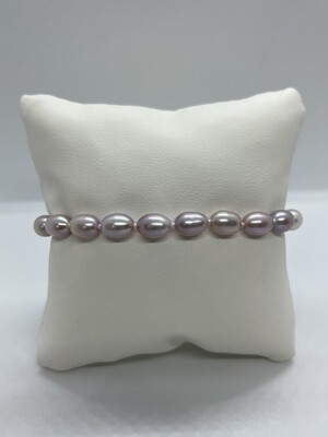 Sterling Silver Pink Barrel Cultured Pearl Bracelet