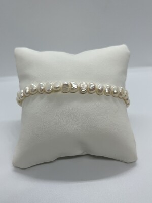 Sterling Silver Mini Keshi Cultured Pearl Bracelet